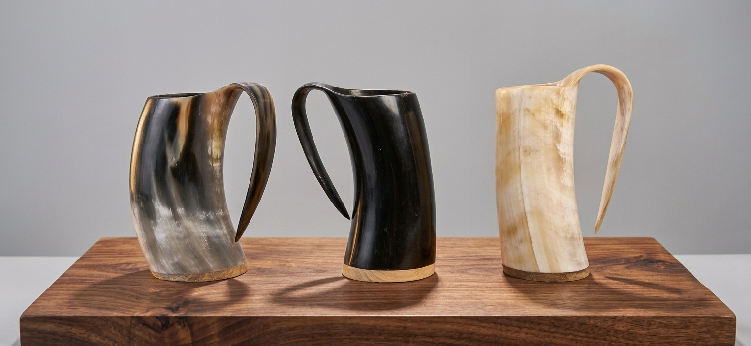 Natural Buffalo Horn Mugs